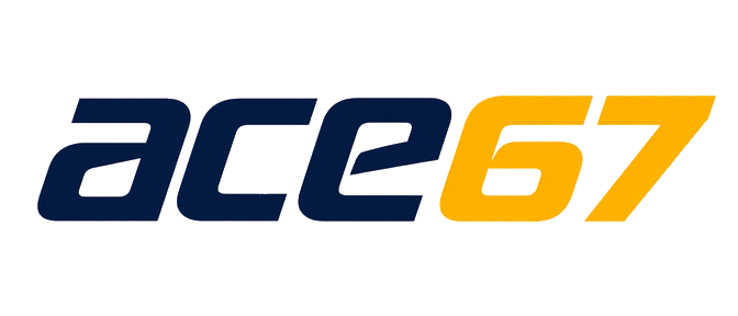 ace67 logo on the dark gold header